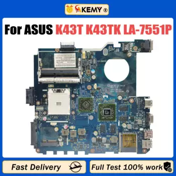 Материнская плата для ноутбука AKEMY K43TK Материнская плата Asus K43TA LA-7551P X43T K43T K43TA 100% протестирована