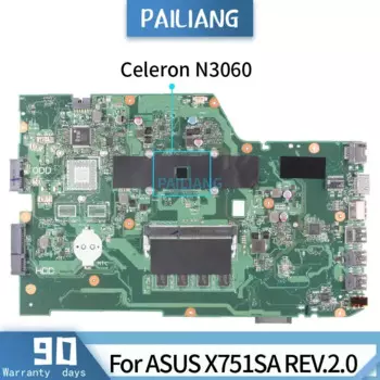 Материнская плата для ноутбука ASUS X751SA REV.2.0 Core SR2KN Celeron N3060 с ОЗУ DDR3 Материнская плата