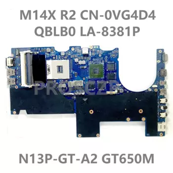 Материнская плата для ноутбука DELL M14X R2 M14XR2, детская материнская плата 0 VG4D4 VG4D4 QBLB0 CN-0VG4D4 GT650M 100% Полная проверка ОК