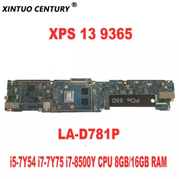 Материнская плата для ноутбука Dell XPS 13 9365, модель BAZ80 CAZ80 LA-D781P i7-8500Y, ЦП 8 ГБ/16 ГБ ОЗУ DDR3 100%, протестирована