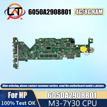 Материнская плата для ноутбука HP 6050A2908801, системная плата ProBook x360 11 G2 EE с ЦПУ M3-7Y3 0, 4 ГБ/8 ГБ ОЗУ, 100% Протестировано