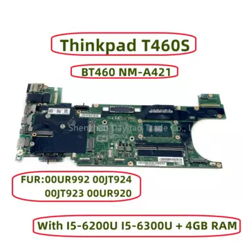 Материнская плата для ноутбука Lenovo Thinkpad T460S, модель BT460, , 4 Гб ОЗУ, мех: 00UR992 00JT924 00JT923 00UR920