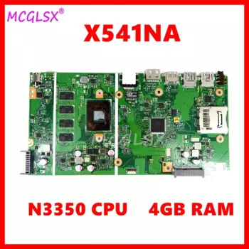 Материнская плата для ноутбука X541NA с процессором N3350, ОЗУ 4 Гб, фото X541 X541N X541NA, полностью протестирована