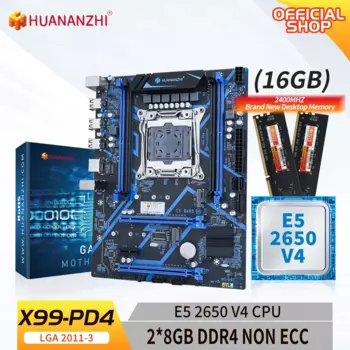 Материнская плата HUANANZHI X99 PD4 LGA 2011-3 XEON X99 с Intel E5 2650 V4 с 2*8G DDR4