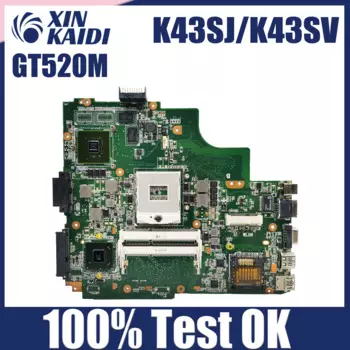 Материнская плата K43SV GT520M для ASUS K43SJ K43SC K43SM K43S, материнская плата для ноутбука REV: 2,0/2,2/3,0/4,1, полностью протестирована