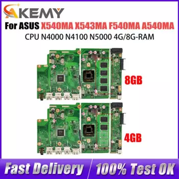 Материнская плата компьютера для ASUS X543MA X540MA F540MA A540MA D540MA X540M, материнская плата для ноутбука N4000 N4100 N5000, процессор 4 ГБ 8G-RAM