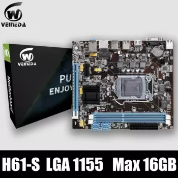 Материнская плата VEINEDA, H61-S ГГц, LGA 1155 для Intel Core i3/i5/i7, DDR3, 16 ГБ