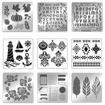 Матовые художественные металлические буквы трафареты A to Z Алфавит, цифры и рамка трафарет для рисования гравировки по дереву