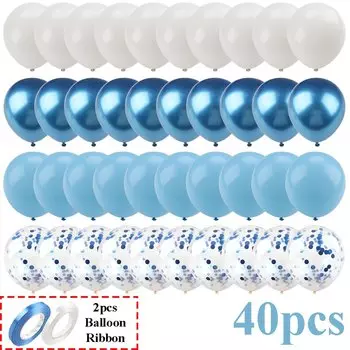 Матовые латексные шары MANLENI 12 дюймов, 20/40 шт., белый, синий, золотой