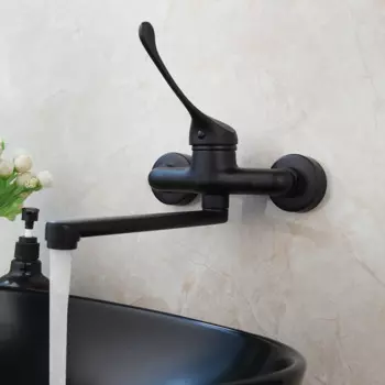 Матовый черный смеситель для ванной комнаты YANKSMART, смесители для раковины, смеситель для воды с креплением на раковину