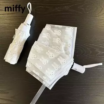 Матовый прозрачный зонт Miffy, милый студенческий полностью автоматический портативный детский складной зонт с героями мультфильмов