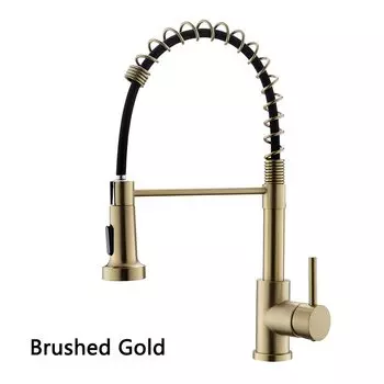 Матовый золотистый смеситель для кухонной раковины, матовый золотой Поворотный Смеситель для кухни, смеситель для горячей и холодной воды