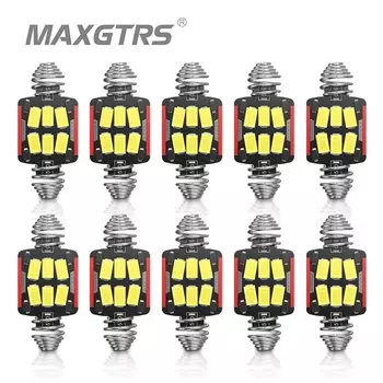 MAXGTRS 10 шт. Festoon C10W светодиодный 31 мм 39 мм 41 мм 42 мм Canbus безошибочный 6500K белый автомобильный интерьерный светильник для чтения купольная лампа багажника