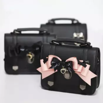 MBTI Cute Jk Satchels Сумка на плечо для женщин Черный квадрат Маленькие кошельки и сумки из искусственной кожи Женская сумка в японском стиле Лолита
