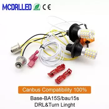 Mcdrlled 2 шт. PY21W P21W светодиодная двухцветная фара BA15S 1056 1156 белый желтый красный стоп-сигнал дневные ходовые огни