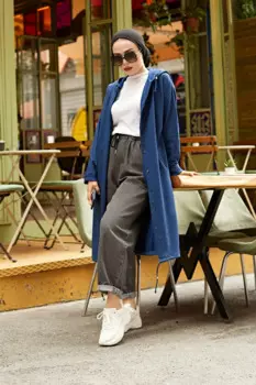 MDK туника с капюшоном на пуговицах с прорезями-индиго