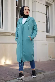 MDK туника с капюшоном на пуговицах с прорезями-Мятная