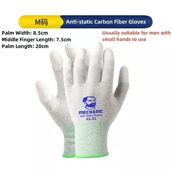 MECHANIC AS02 антистатические перчатки из углеродного волокна, эластичные, нескользящие, размер L/M, полиуретановый слой для ремонта электроники телефона, защитные перчатки