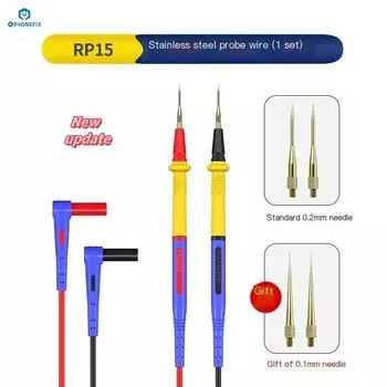 MECHANIC RP15 Мультиметр из нержавеющей стали, ручка, провод, сменный наконечник, 1000 В, 20 А, универсальный тонкий игольчатый мягкий тестовый зонд