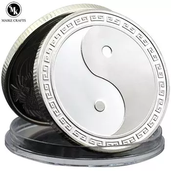 Медная монета "Тай Чи" с драконом и фениксом olevo