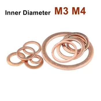 Медная уплотнительная прокладка, внутренний диаметр 3 мм, уплотнительное кольцо тонкий лист T3 красная медная шайба