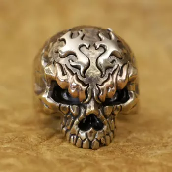 Медное кольцо для бровей Cupronickel Fire Brass череп, кольцо для панков регулируемое кольцо BR427 американский размер 8 ~ 15