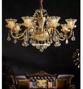 Медные хрустальные люстры светильник щение для гостиной хрустальные абажуры D74cm светодиодный люстры AC Лампа для столовой подвесные светильники