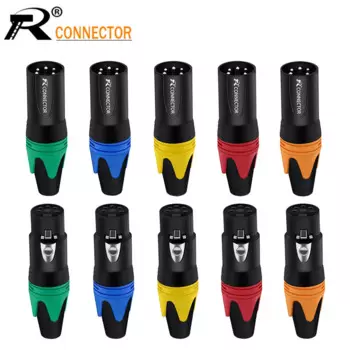 Медный 5-контактный разъем XLR, конвертер динамиков, штекер и гнездо для микрофона, цветной разъем для микрофона, 20 шт./10 комплектов