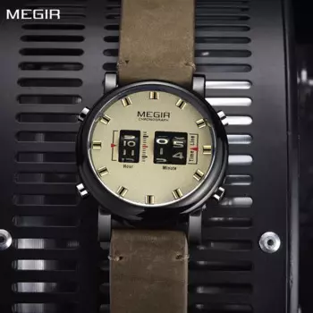 MEGIR роликовые часы со стрелками для мужчин модные роскошные военные спортивные часы с кожаным ремешком кварцевые наручные часы Relogio Mascilino