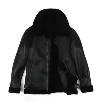 Мех one B3 летный Костюм из овчины кожаное пальто Мужская черная натуральная шерстяная куртка Натуральная мужская одежда 5XL