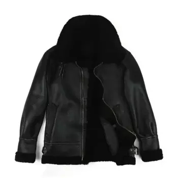 Мех one B3 летный Костюм из овчины кожаное пальто Мужская черная натуральная шерстяная куртка Натуральная мужская одежда 5XL