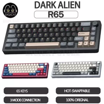 Механическая клавиатура DARK ALIEN R65, 3 режима, беспроводные клавиатуры из алюминиевого сплава с подсветкой RGB, 2,4 ГГц, Bluetooth, Подарочная игровая клавиатура