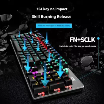 Механическая клавиатура Gk410 104 с полными клавишами, металлическая панель с горячей заменой, проводная Usb-клавиатура Rgb светильник Tea Redaxis, неударная игровая компьютерная клавиатура