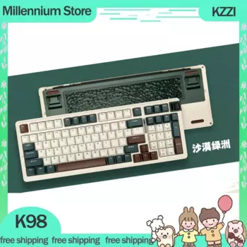 Механическая клавиатура KZZI K98, 3 режима, USB/2,4G/Bluetooth, беспроводная клавиатура, 98 клавиш, горячая замена, RGB подсветка, игровая клавиатура, подарок