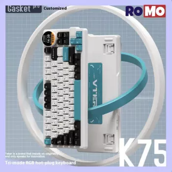 Механическая клавиатура vter K75, прокладка, режим Thri, 83 клавиши, TFT-экран, горячая замена, Офисная Клавиатура PBT N-Key, Rollover, игровая клавиатура