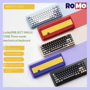 Механическая клавиатура Weikav Lucky65, Bluetooth, 67 клавиш, три режима, 2,4 ГГц, беспроводная, с функцией горячей замены, 3750 мАч, Rgb, тыловая стандартная игровая клавиатура