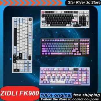 Механическая клавиатура Zidli Fk980, беспроводная Bluetooth-клавиатура, 3 режима, Diy-экран, горячая замена, Rgb, низкая задержка, пользовательская игровая клавиатура для ноутбука