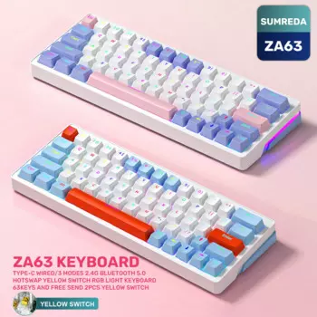 Механическая мини-клавиатура SUMREDA ZA63 клавиши Проводная 2,4G Беспроводная игровая Bluetooth клавиатура Hotswap подсветка RGB геймеры клавиатура