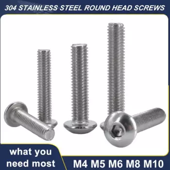 Винты механические с круглой головкой из нержавеющей стали 304, 10/20/30/40/80 шт.