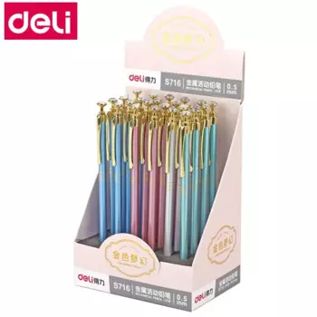 Механический карандаш Deli s716, 24 шт./партия, автоматический карандаш с алмазной головкой 0,5 мм, металлический чехол HB, карандаши разных цветов, оптовая продажа