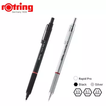 Механический карандаш rOtring Rapid PRO, 0,5 мм/0,7 мм, Серебристый Хром/матовый черный, профессиональные автоматические карандаши для телефона