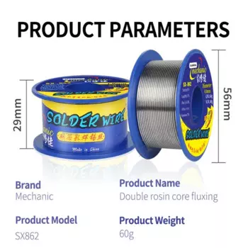 МЕХАНИК, 60 г, паяльная проволока с двойным канифольным сердечником, флюс SX-862 183 Точка плавления 0,3-1,8 мм Инструменты из экологической оловянной проволоки высокой чистоты