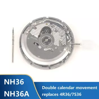 Механизм NH36/NH36A + стальной стержень + контрольный стержень, поддержка даты дня, высокоточный автоматический механизм часов
