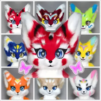 Меховая голова Kemono, меховой костюм на заказ, меховые костюмы, гарнитуры, костюм дракона, собаки, костюм животного, зверя, одежда, плазматические перчатки