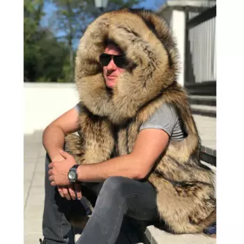 Меховой жилет с капюшоном на заказ, мужской жилет, пальто из натурального меха енота, осень-зима, повседневная модная меховая куртка, верхняя одежда больших размеров