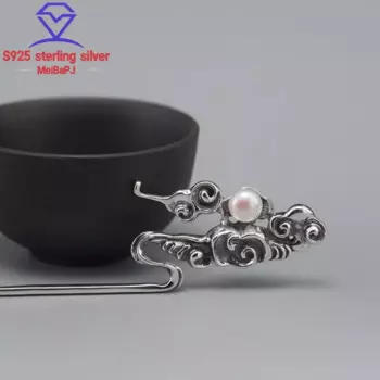 MeiBapJ S925 Новая серебряная простая жемчужная женская шпилька для волос благоприятное облако Изысканная модная женская свадебная бижутерия подарки Бесплатная доставка