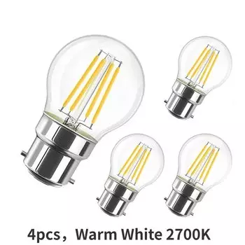 Melery Светодиодная лампа накаливания B22 теплый белый 4Вт 4шт