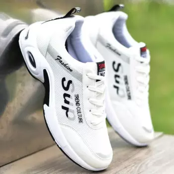 Men's Sneakers PU Leather Casual Shoes Air Cushion Running Shoes for Men Lace Up Tennis Training Shoe Big Size Кроссовки Мужские