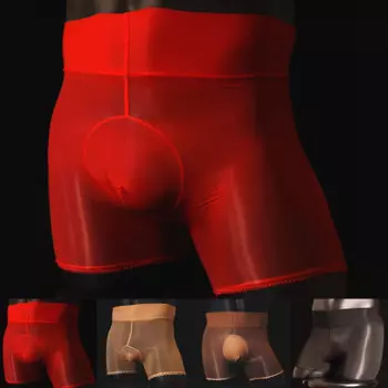 Mens Ultra-thin Sheer Shiny Underwear Transparent Convex Pouch Shorts See Through Briefs Underpants Шорты Мужские