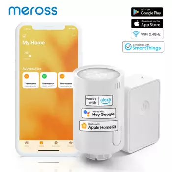 Meross HomeKit умный термостат клапан стартер, WiFi радиатор термостат расширения, работа с Siri, Alexa,Google Assistant,SmartThings